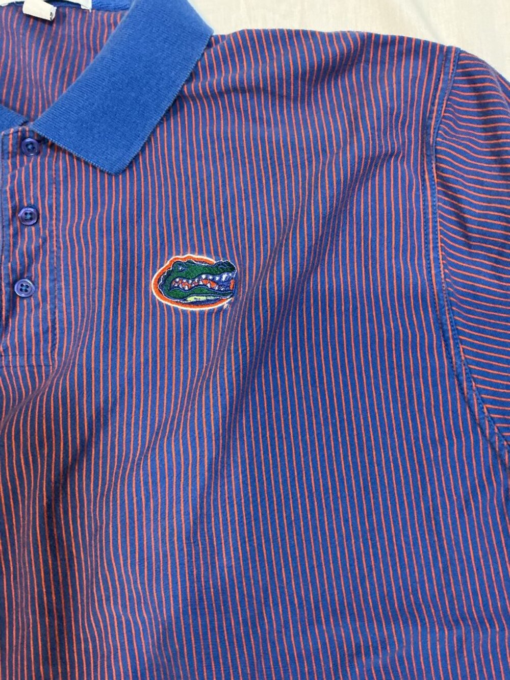 Boca Classics/Polo Shirt/Mens 2X/Blue Orange Florida Gators Striped NCAA Golf - Picture 3 of 7